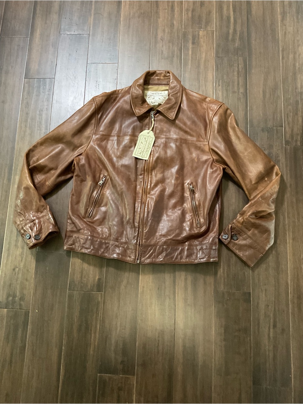 Banana Republic Men's Brown Chunky Distressed Leather Moto Jacket Size XL